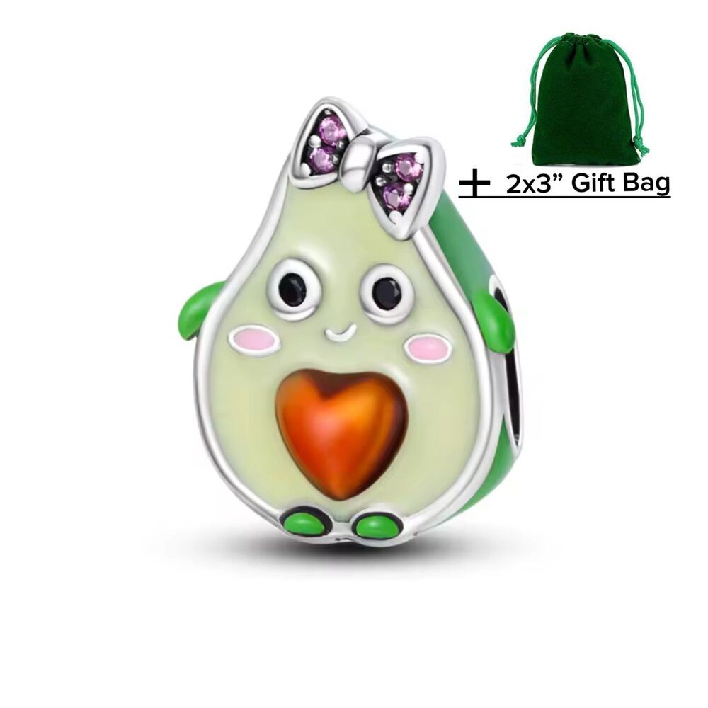 Avocado Bead Charm | 925 Silver | Brand New